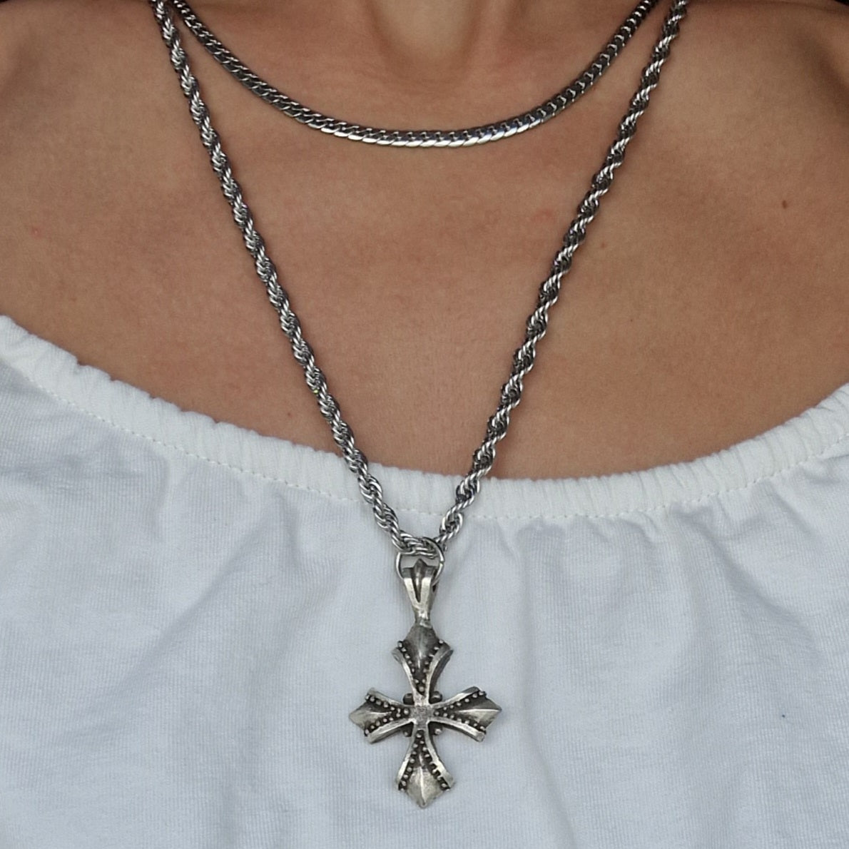 Twin Chain Cross Necklace