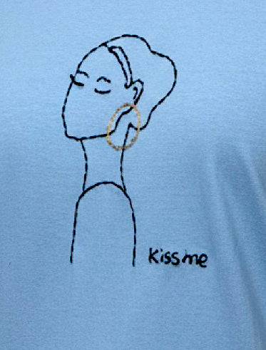 "Kiss me" Line Drawing Tee - Hand - Rendered / One of One