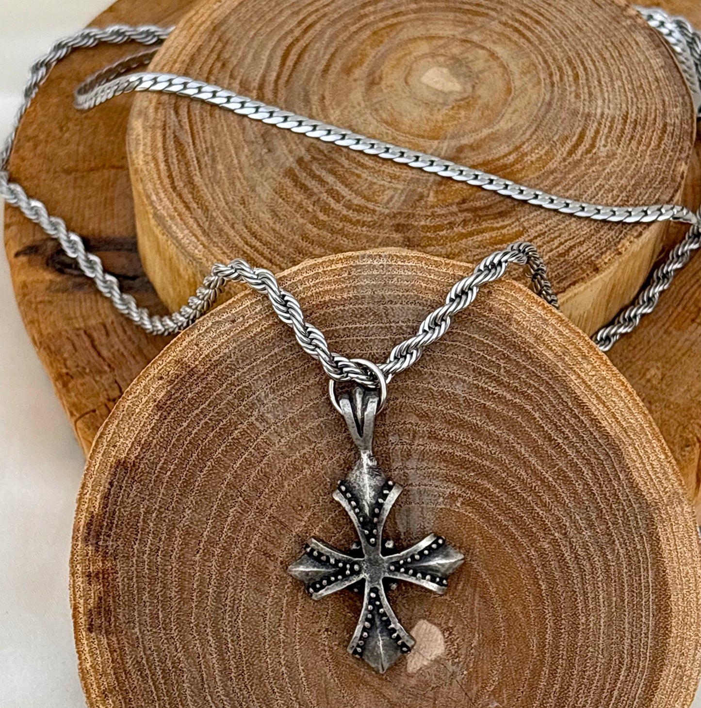 Twin Chain Cross Necklace
