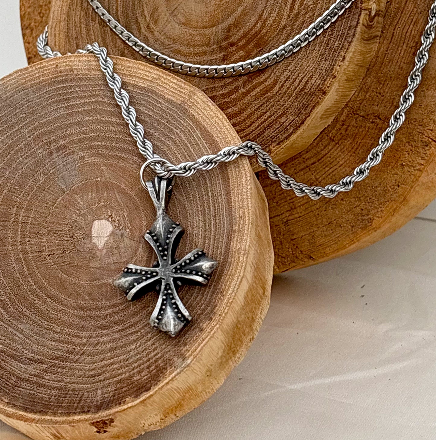 Twin Chain Cross Necklace