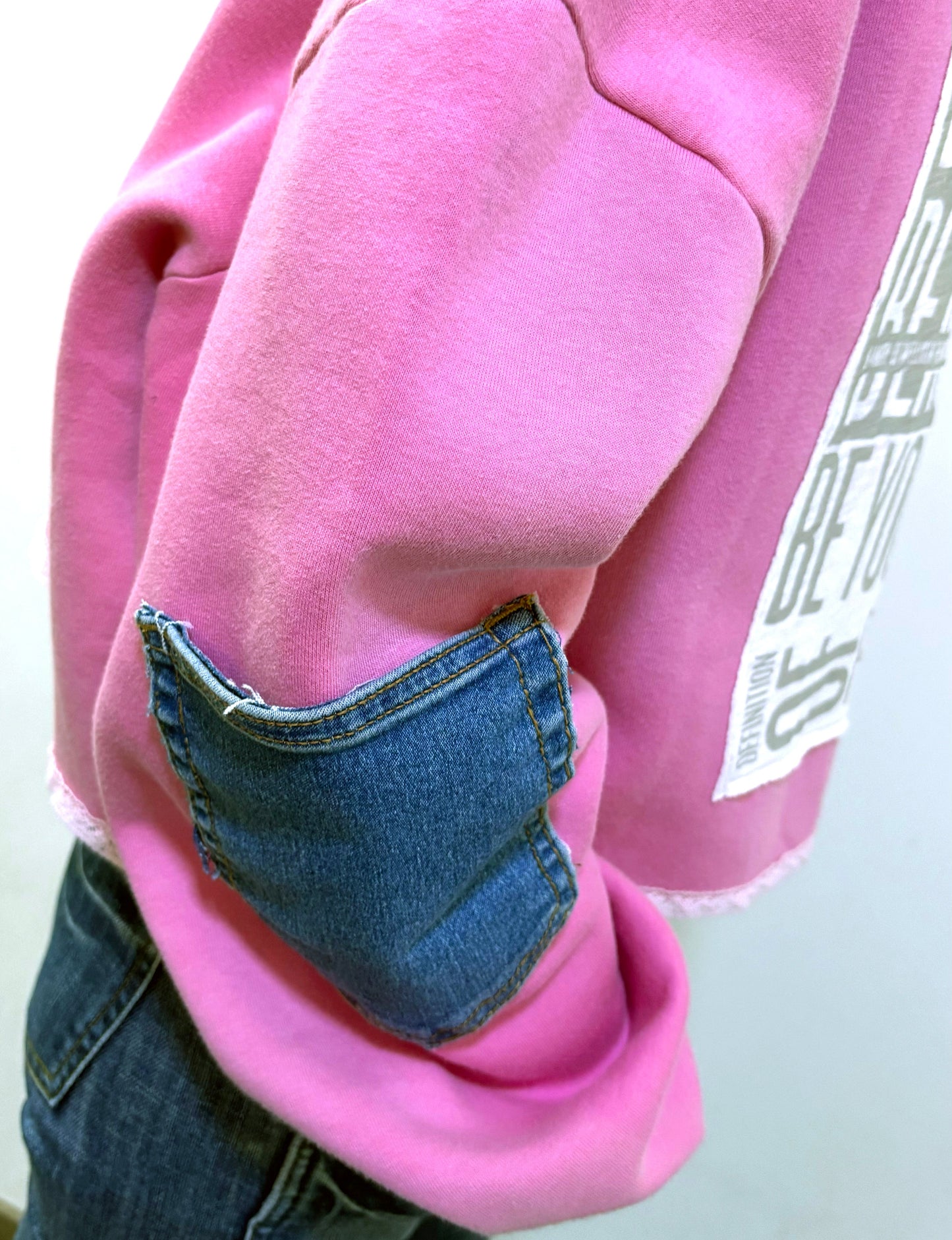 Pink Reworked Oversized Hoodie – Sisley Detail Edition