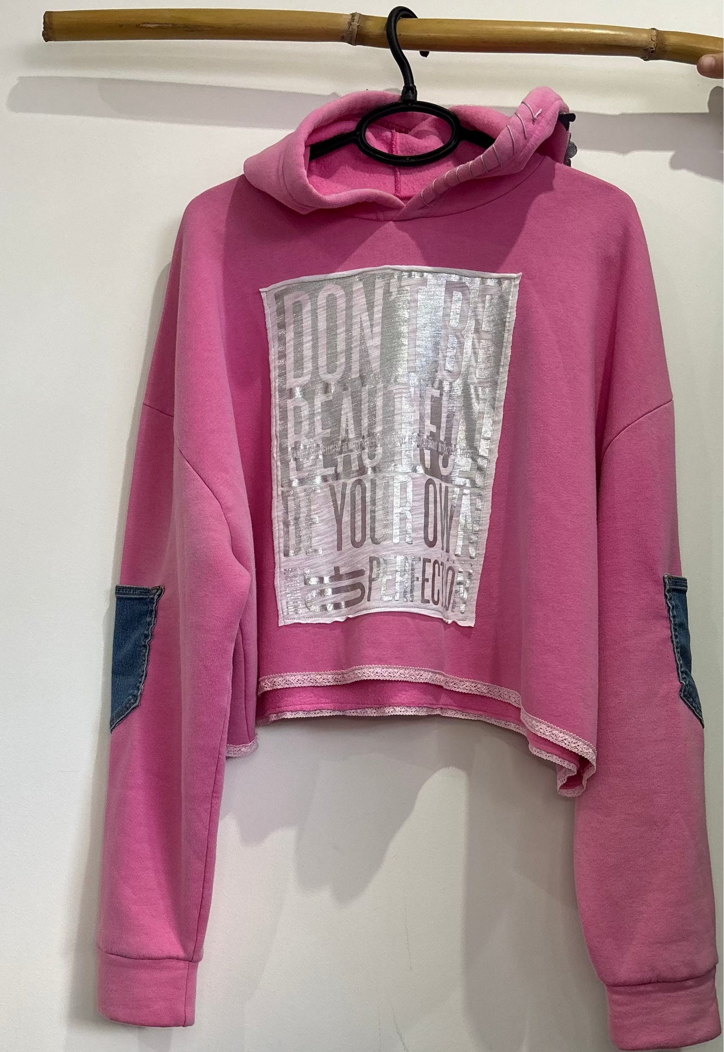 Pink Reworked Oversized Hoodie – Sisley Detail Edition