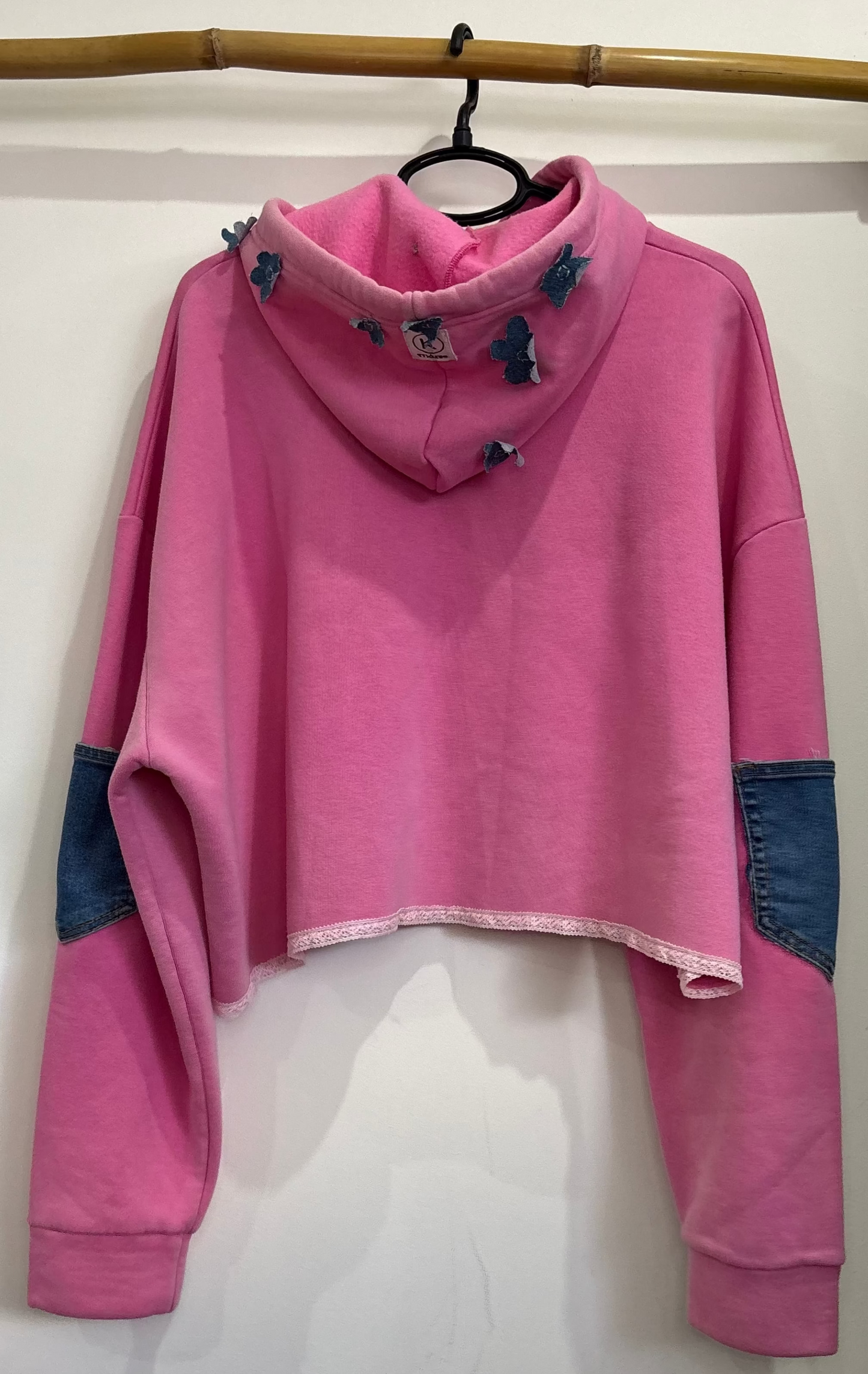 Pink Reworked Oversized Hoodie – Sisley Detail Edition