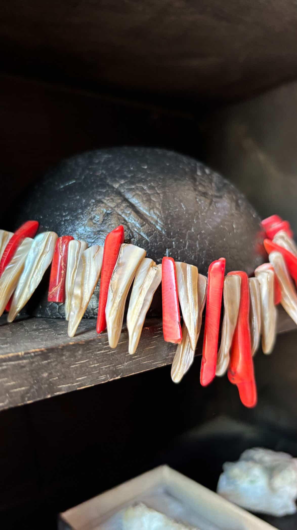 Balkan Vintage Coral-Red & Mother-of-Pearl Statement Necklace