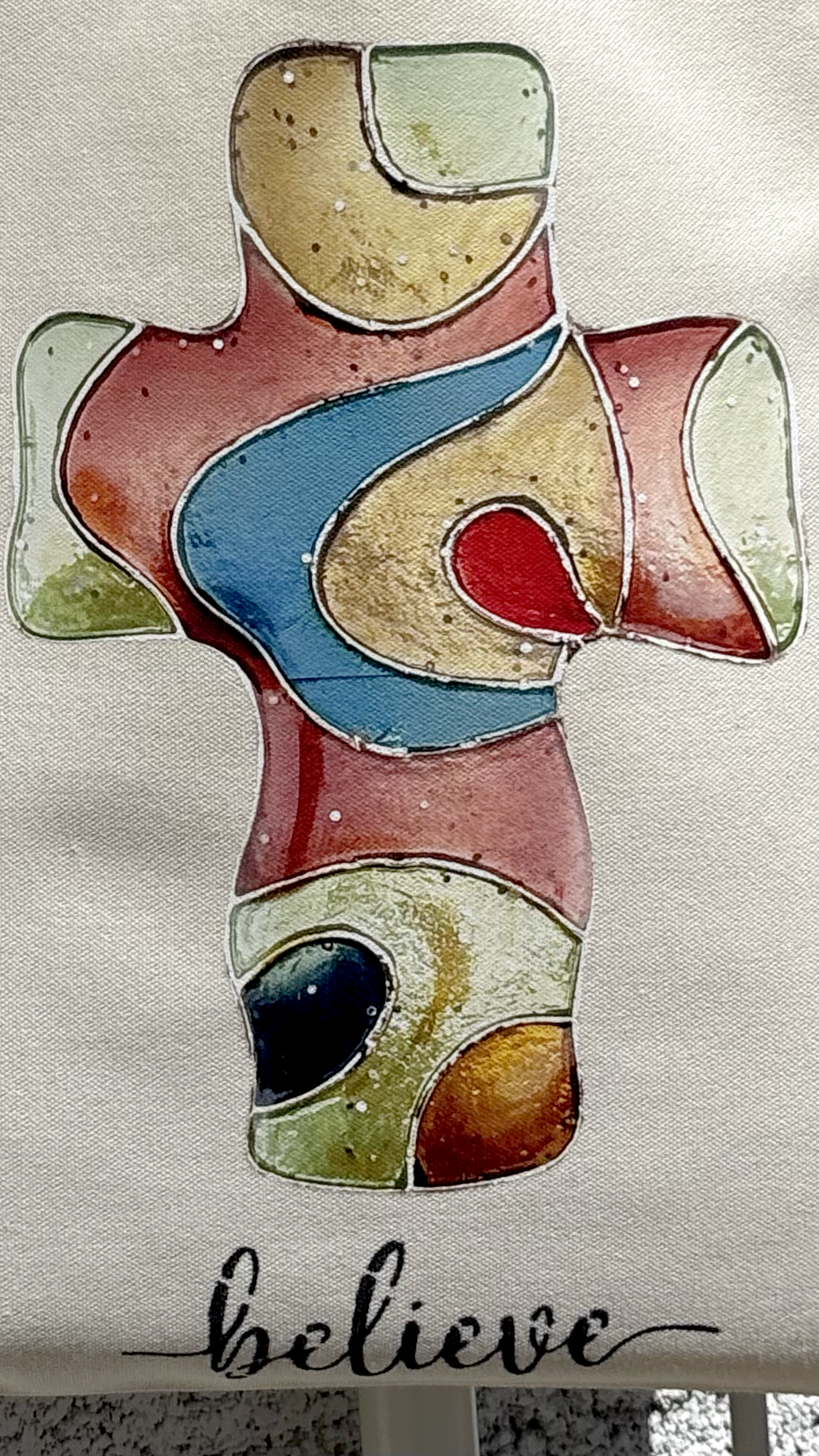 One of One Double-Sided Art Tote - Believe Cross