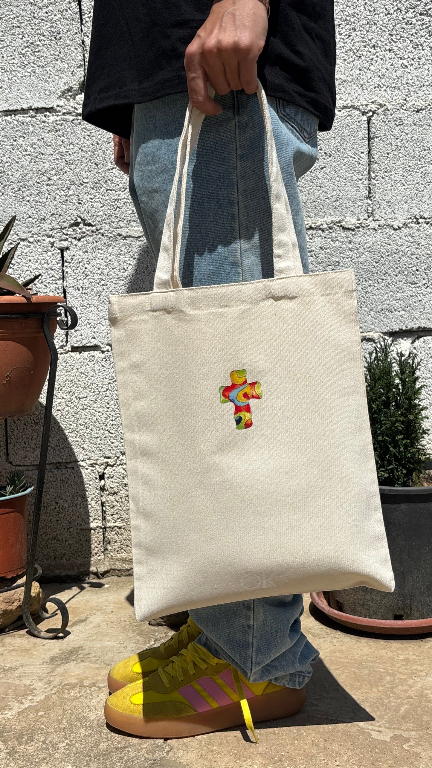 One of One Double-Sided Art Tote - Believe Cross