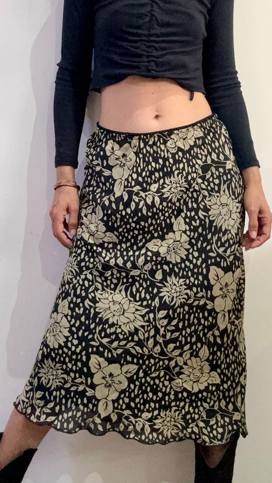 Vintage Floral Slip Skirt-Made in Cyprus