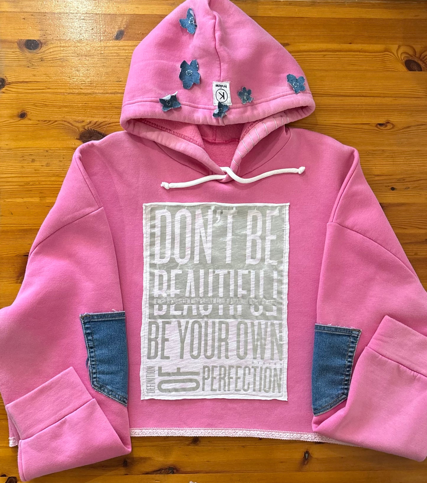 Pink Reworked Oversized Hoodie – Sisley Detail Edition