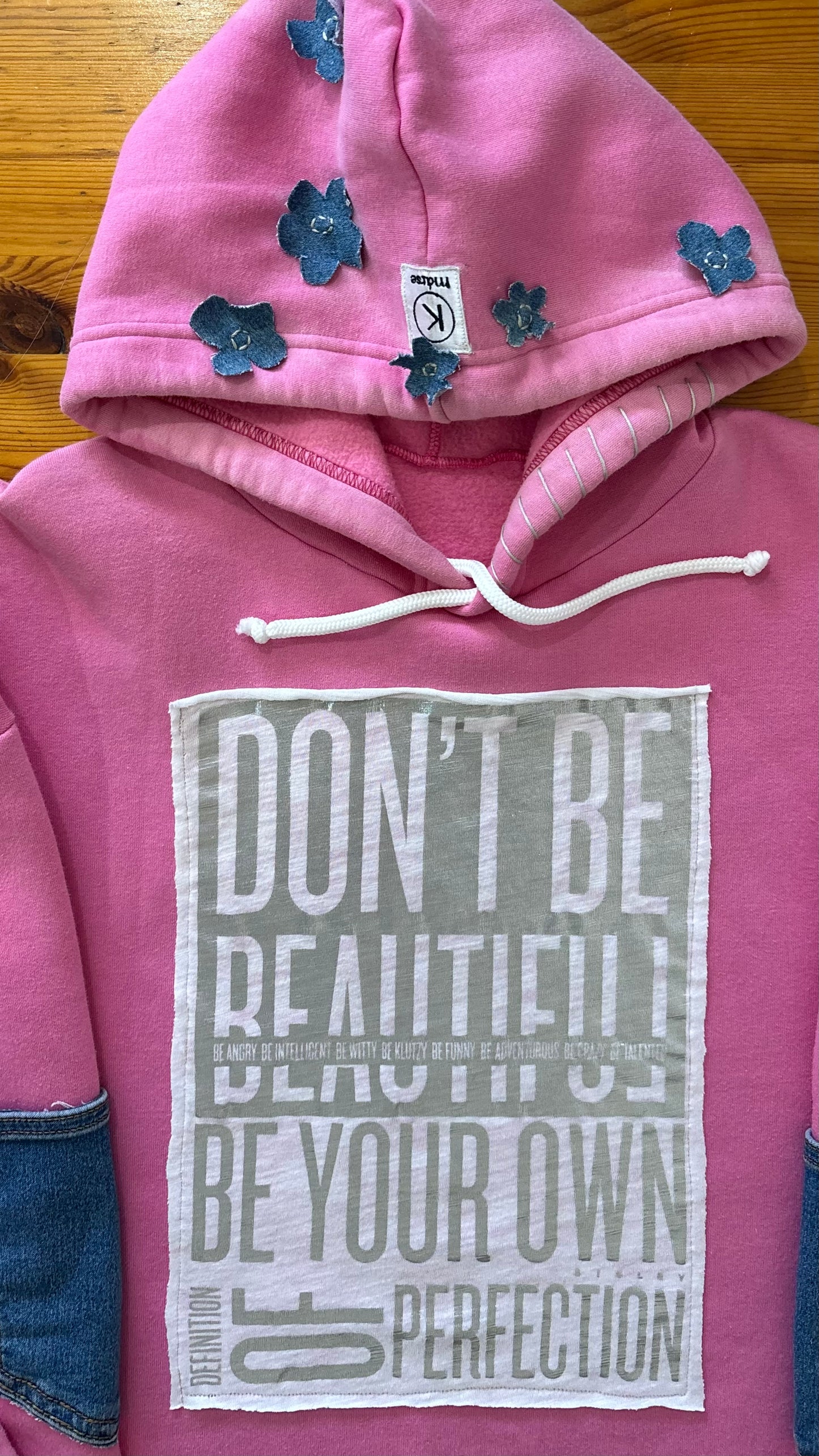 Pink Reworked Oversized Hoodie – Sisley Detail Edition