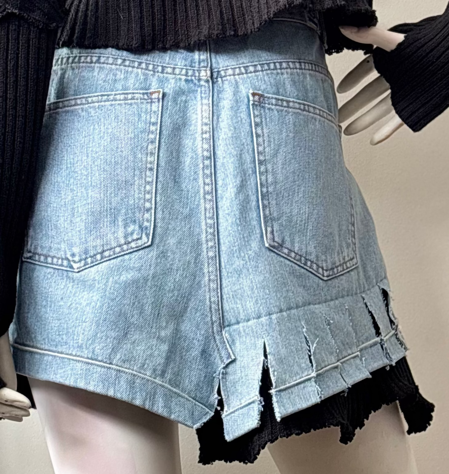 Reworked Denim Asymmetric Skirt