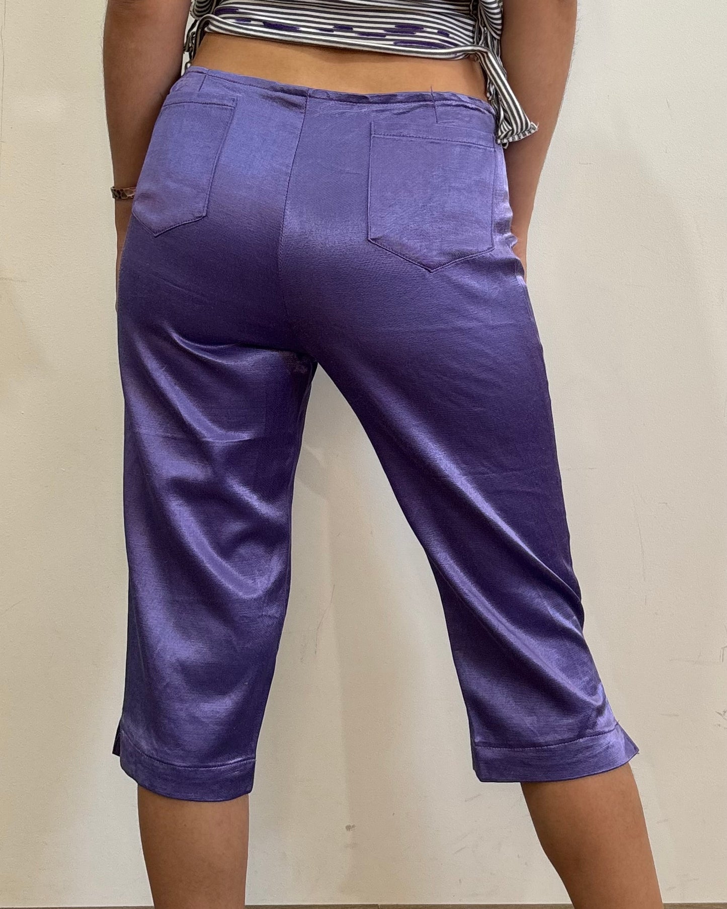 Vintage Lavender Satin Capri Pants | Early 2000s