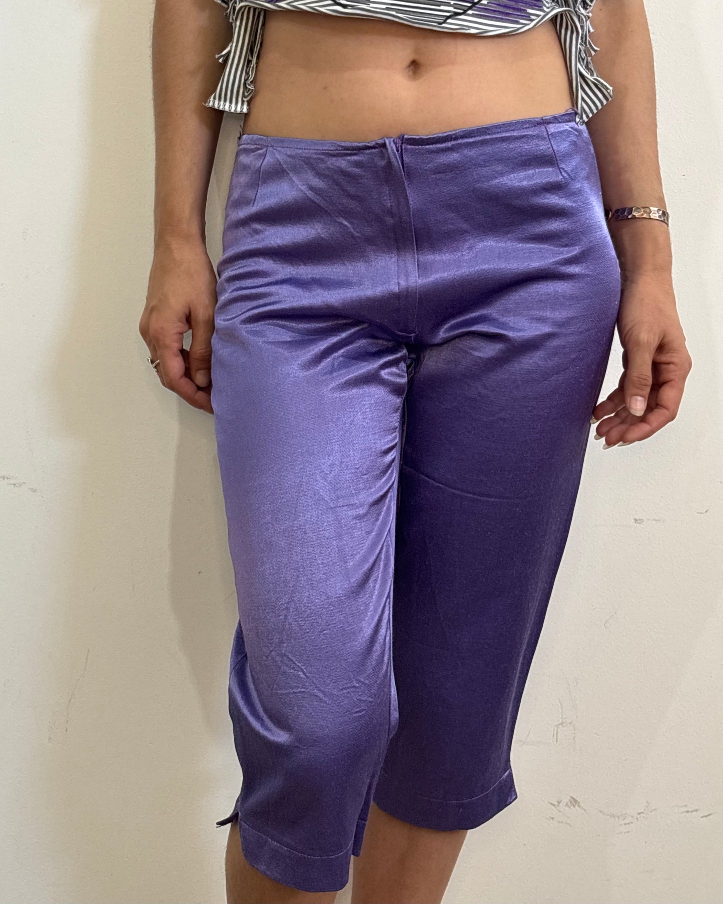 Vintage Lavender Satin Capri Pants | Early 2000s