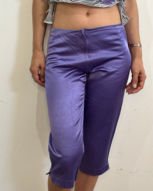 Vintage Lavender Satin Capri Pants | Early 2000s