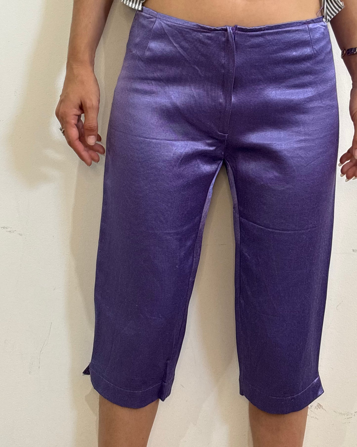 Vintage Lavender Satin Capri Pants | Early 2000s