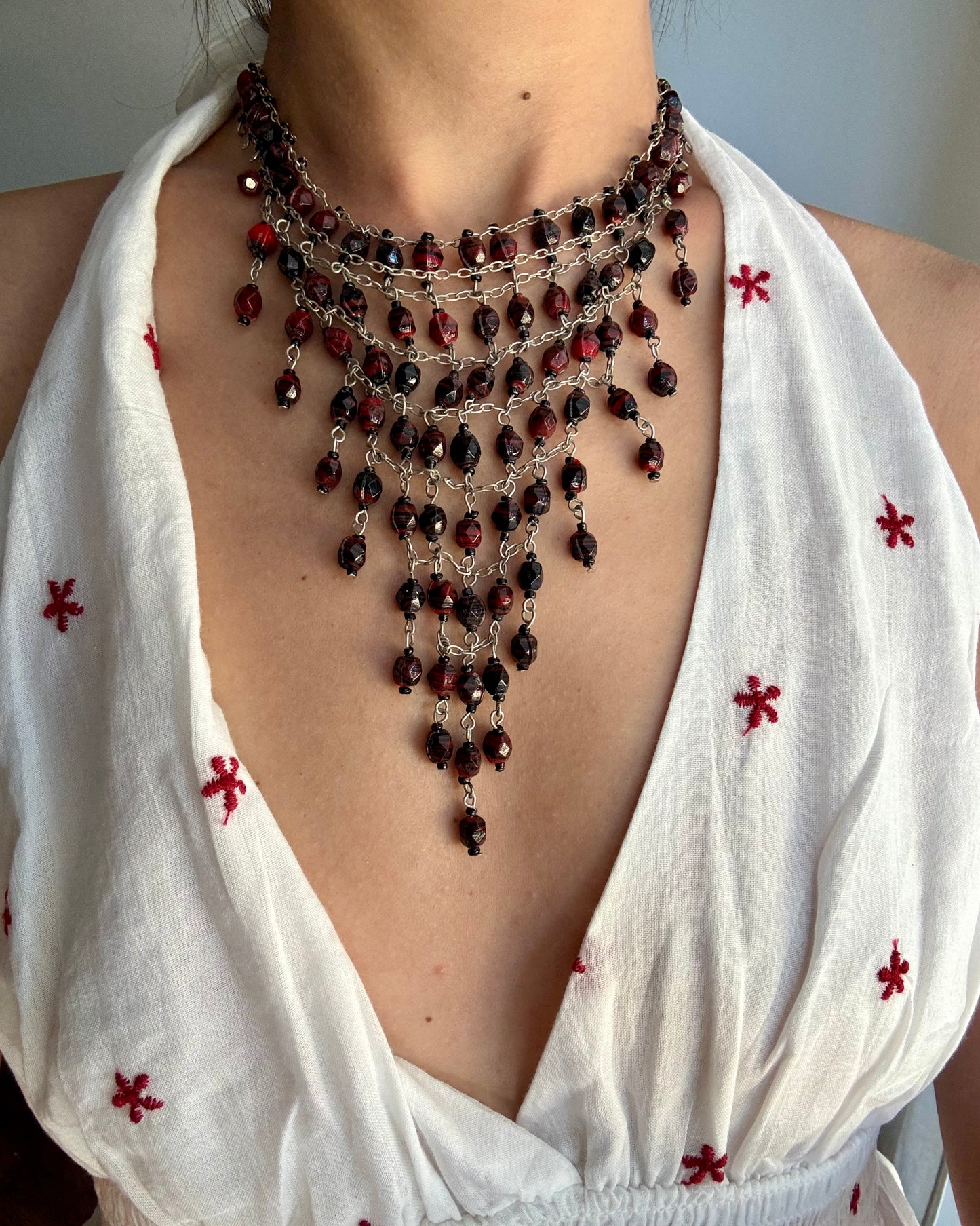 Vintage Beaded Statement Necklace