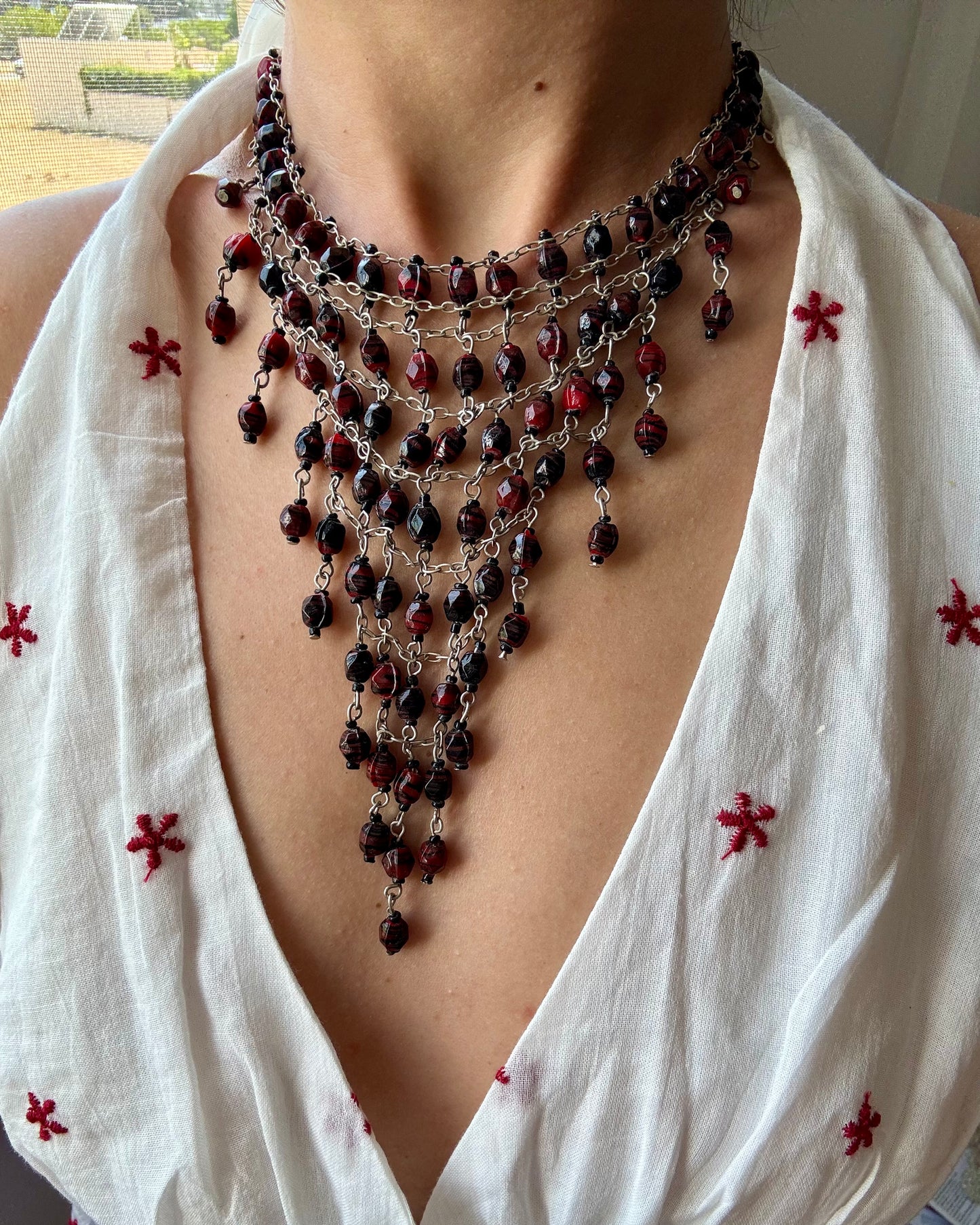 Vintage Beaded Statement Necklace