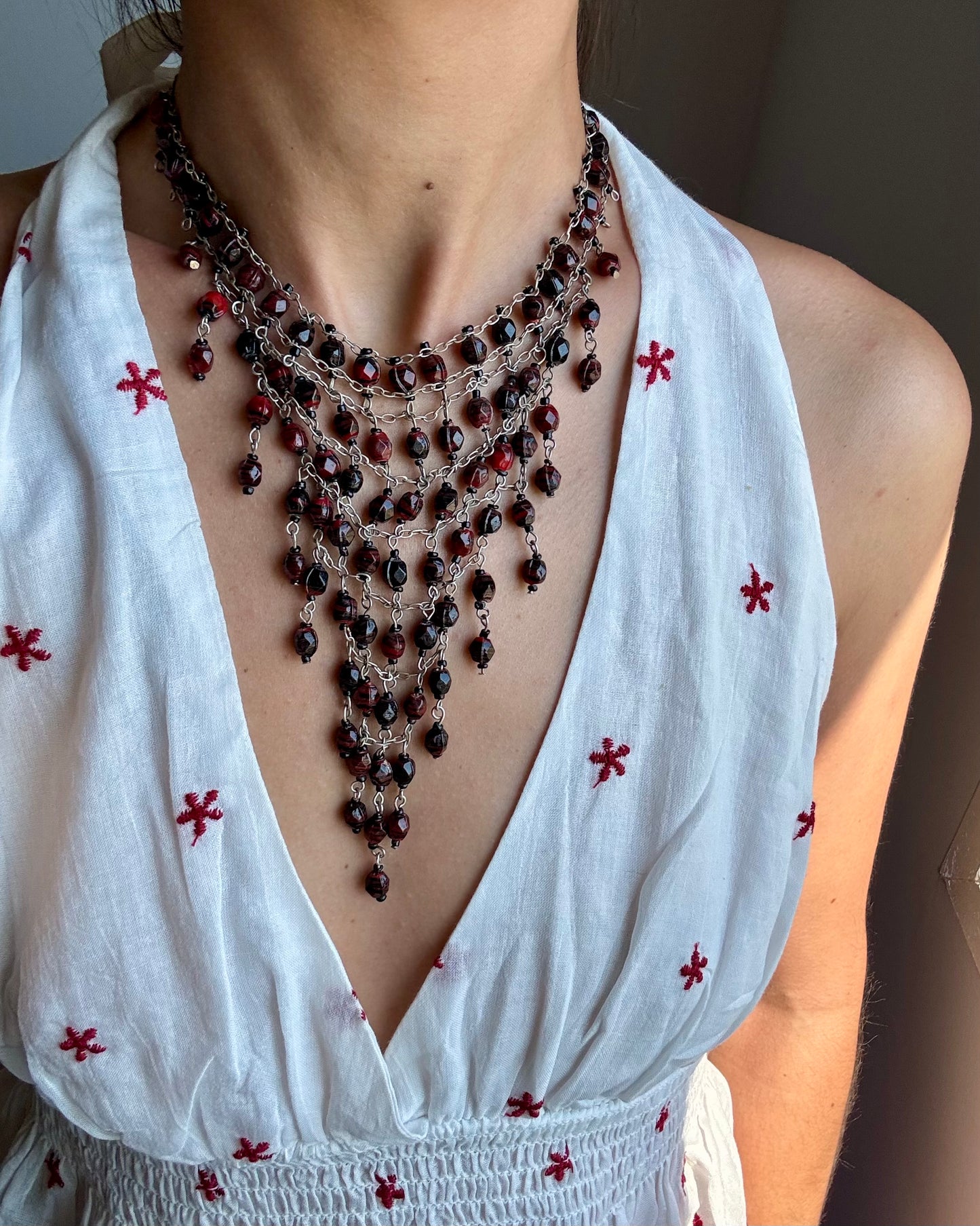 Vintage Beaded Statement Necklace