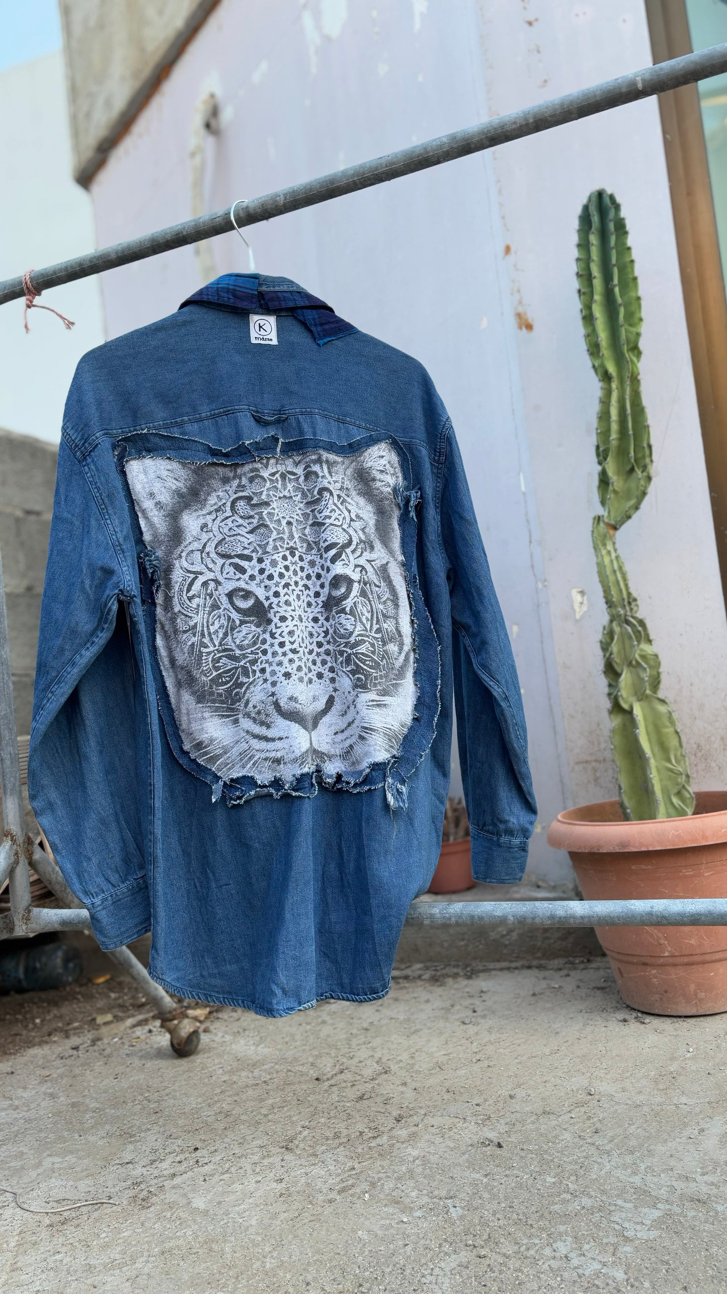 Reworked Denim Shirt - Asymmetric Panel / Back Artwork / One of One
