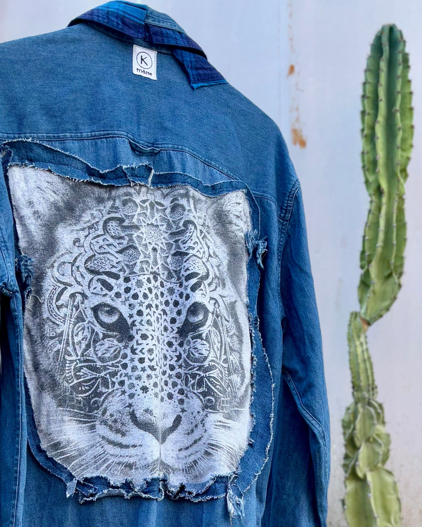 Reworked Denim Shirt - Asymmetric Panel / Back Artwork / One of One