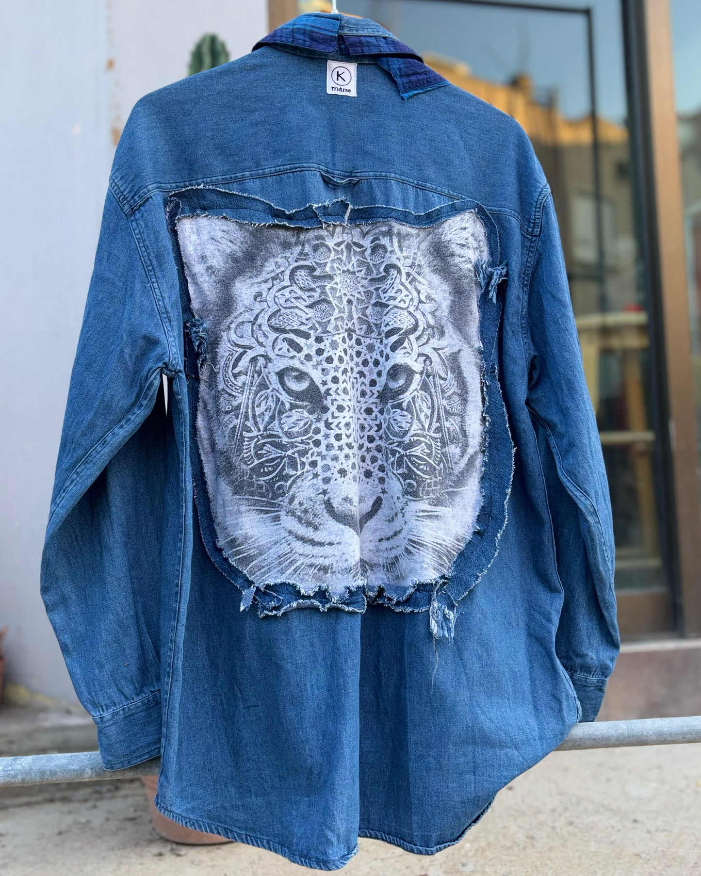 Reworked Denim Shirt - Asymmetric Panel / Back Artwork / One of One