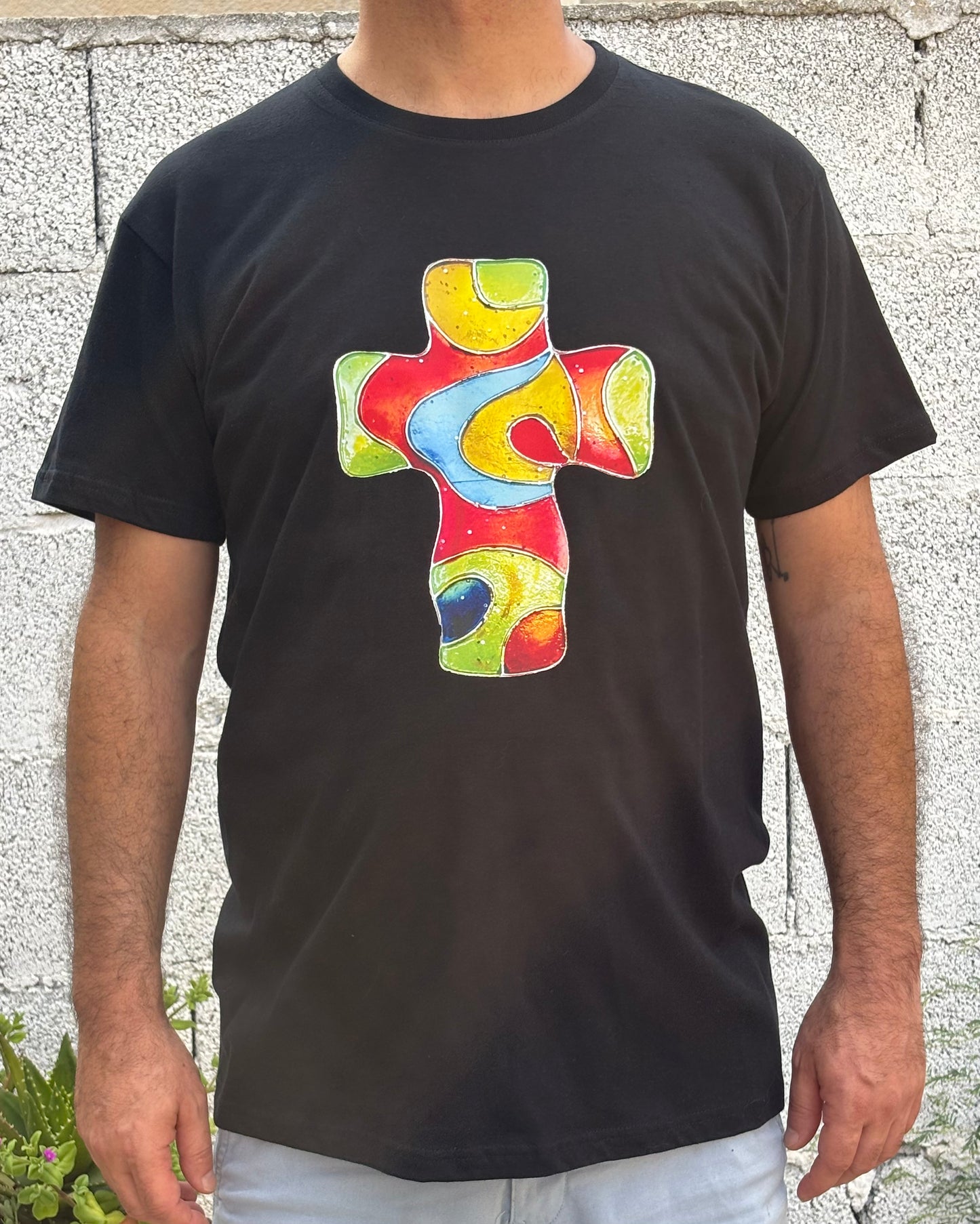 Artwear T-Shirt - "Energy Cross" - Hand-Pressed Artwork