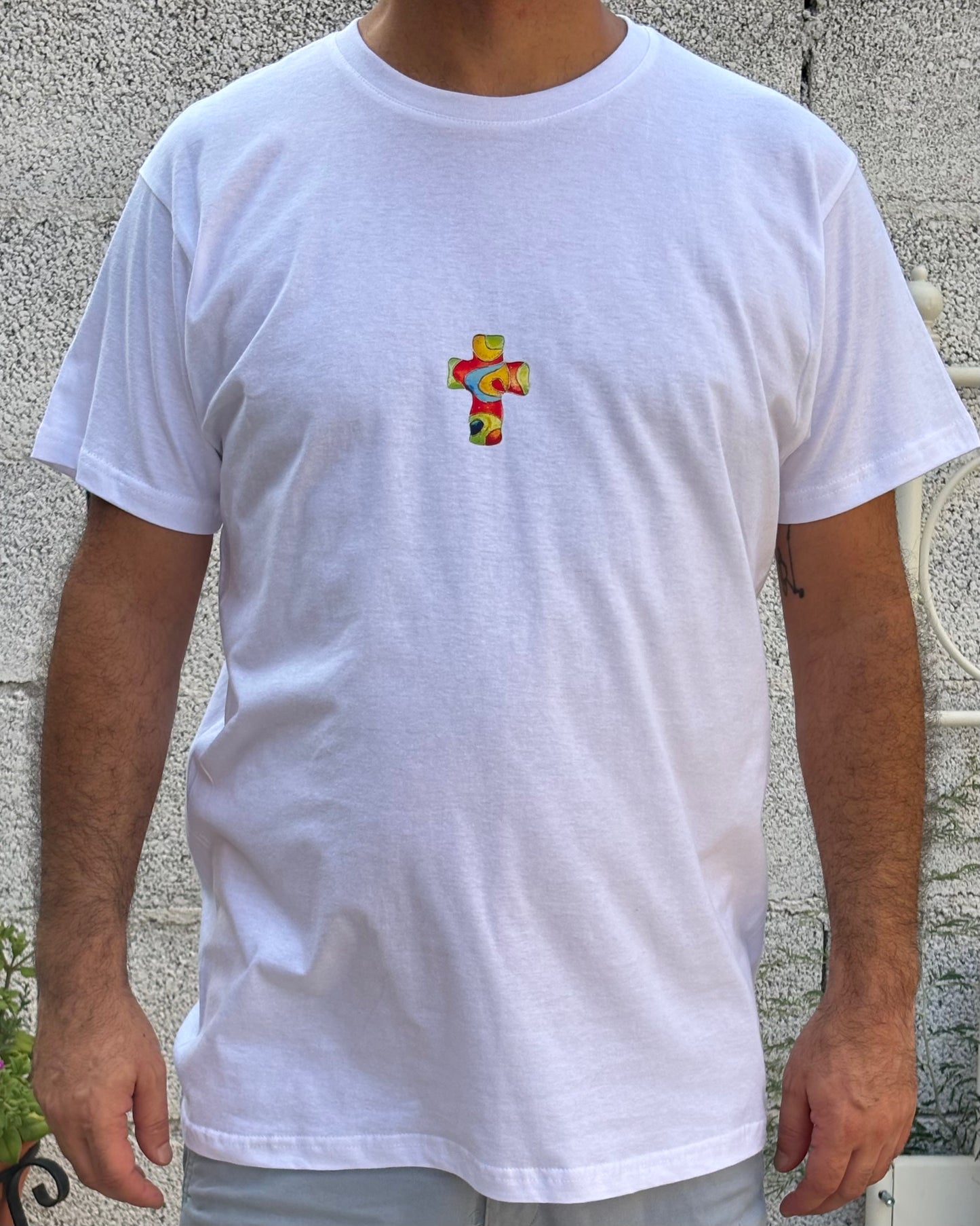 Artwear T-shirt "Energy Cross" - Hand-Pressed Print