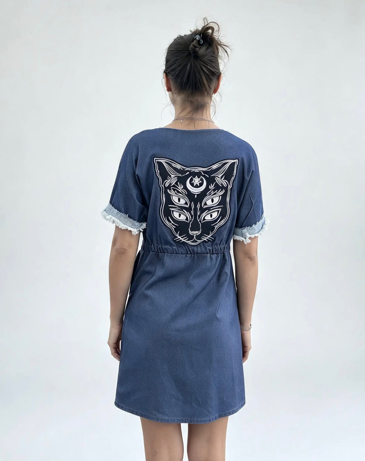 Cat Spirit — Reworked Denim Dress