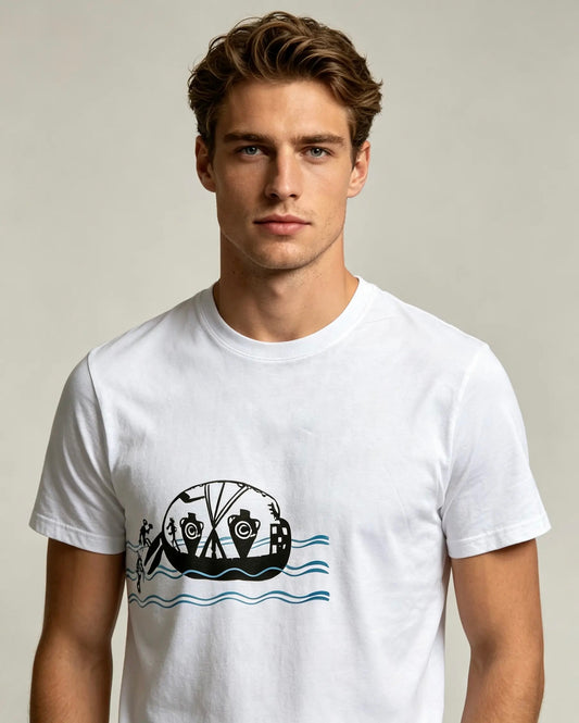 "Ancient Mosaic - Island Vibes" Unisex Digitize Art T-shirt - 100% Cotton