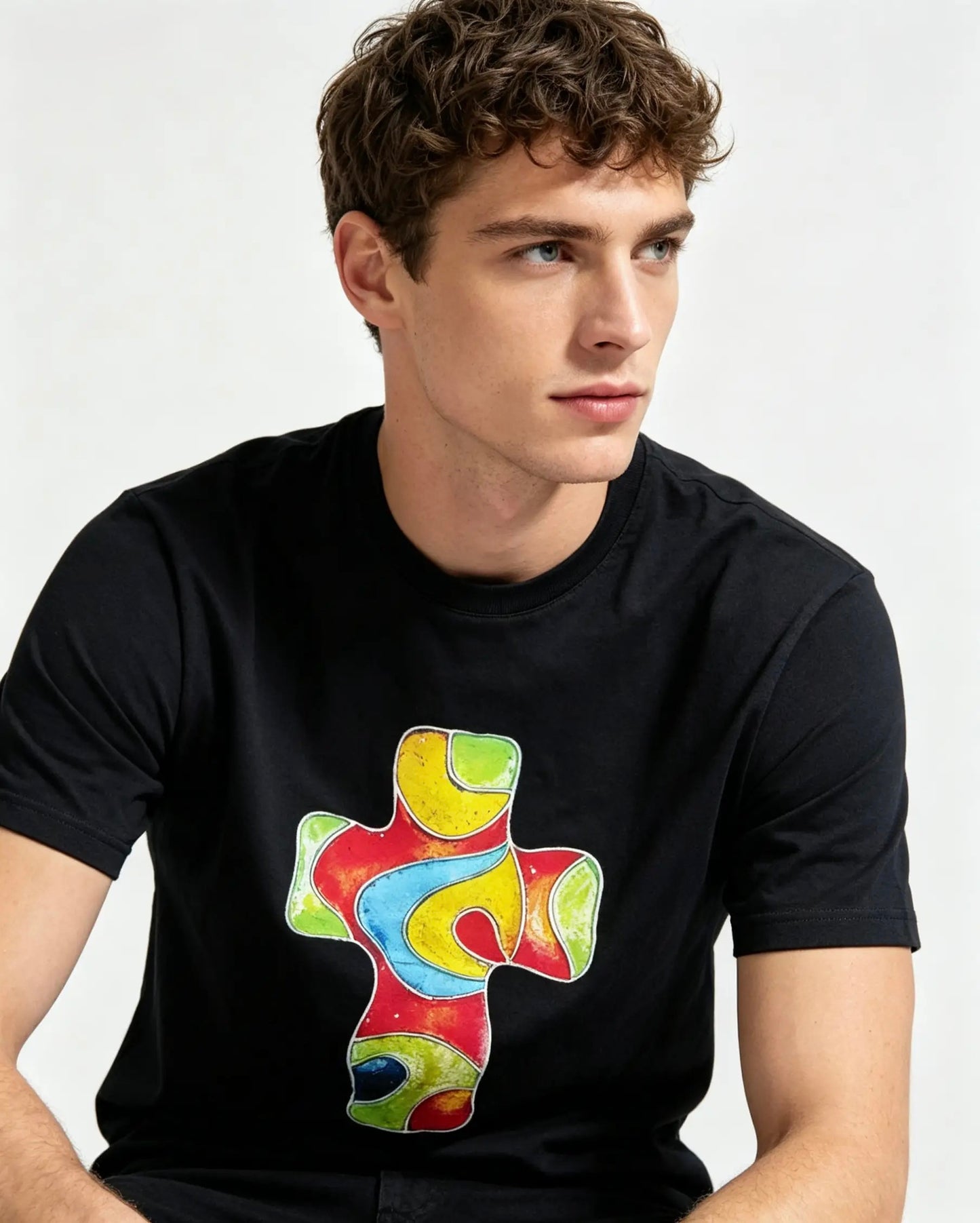 Artwear T-Shirt - "Energy Cross" - Hand-Pressed Artwork