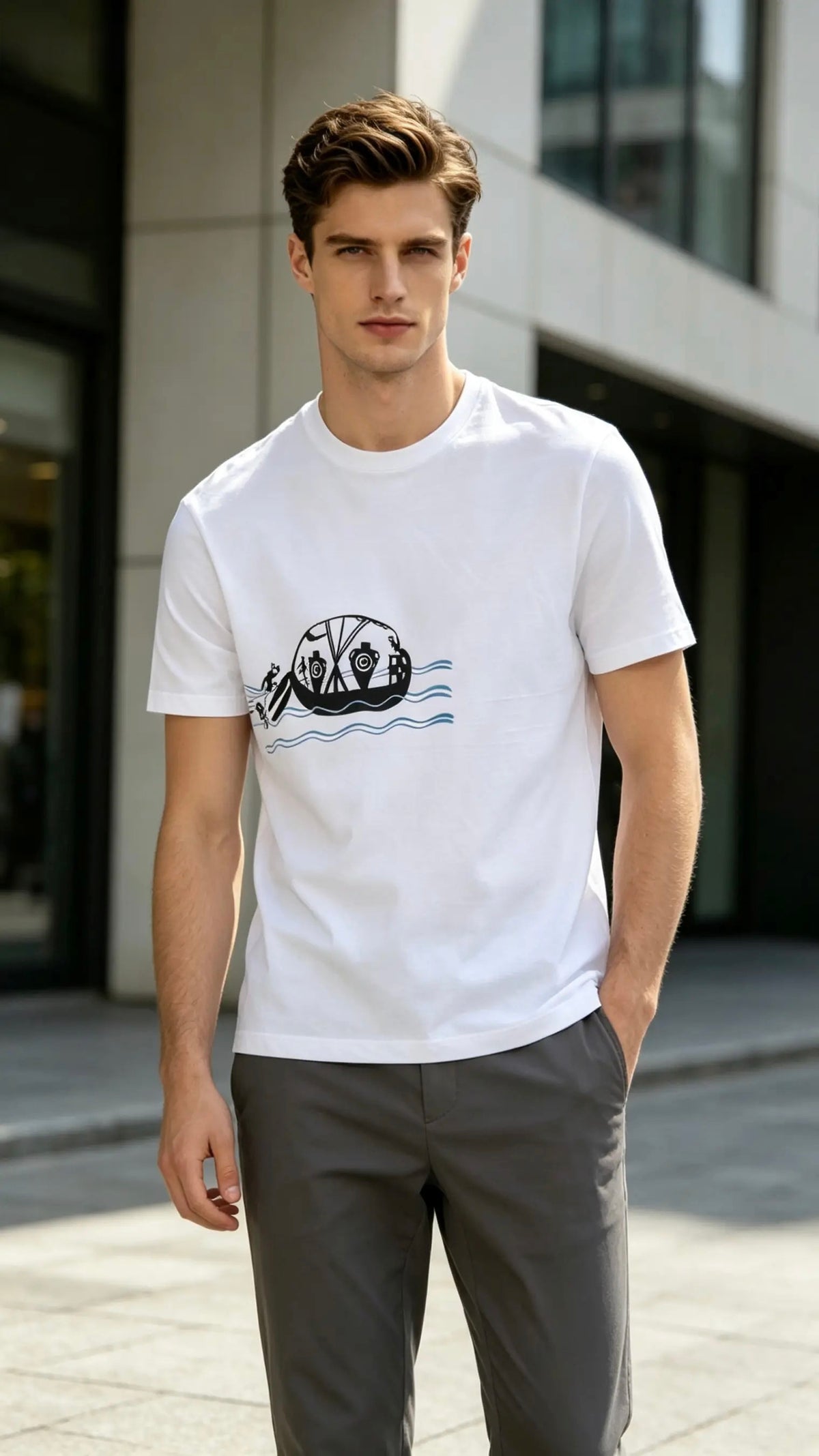 "Ancient Mosaic - Island Vibes" Unisex Digitize Art T-shirt - 100% Cotton