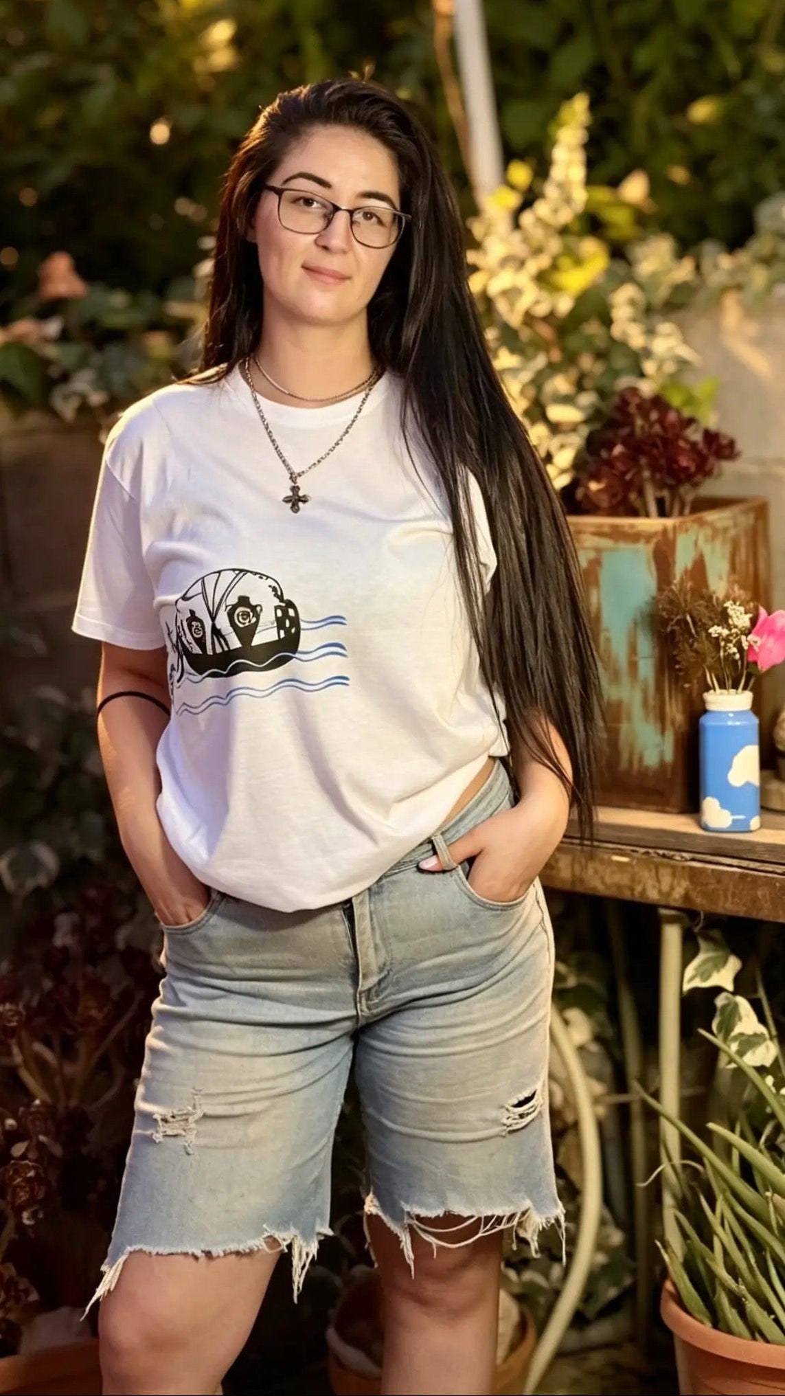 "Ancient Mosaic - Island Vibes" Unisex Digitize Art T-shirt - 100% Cotton
